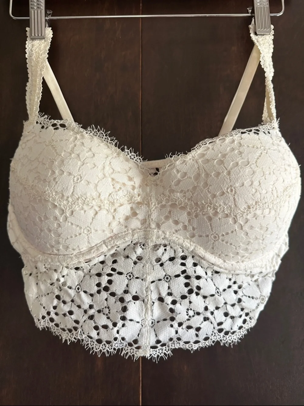 PINK Victoria's Secret Cream Lace Longline Bralette